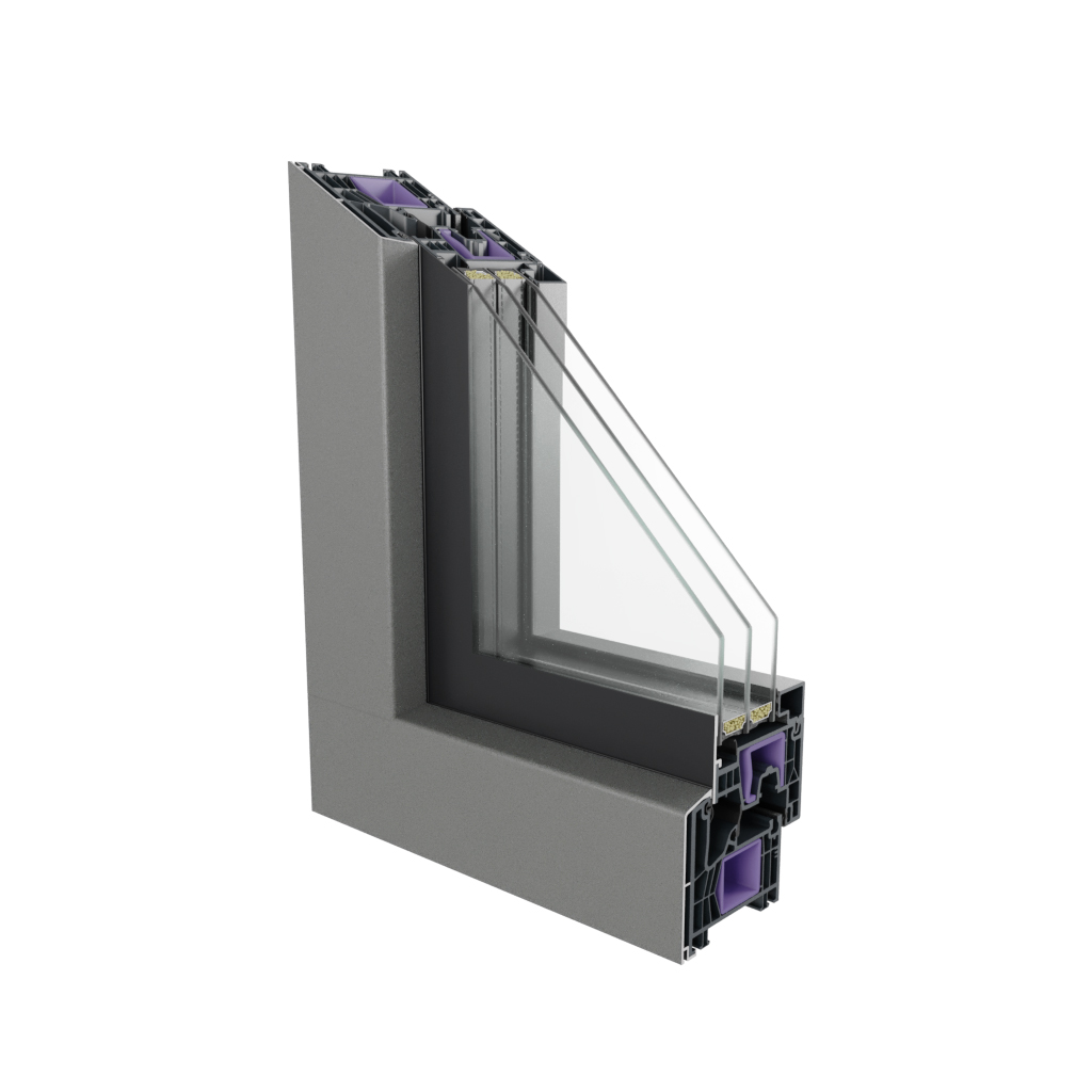 Ventana híbrida H8 AluGlass con hoja totalmente de cristal y aluminio exterior