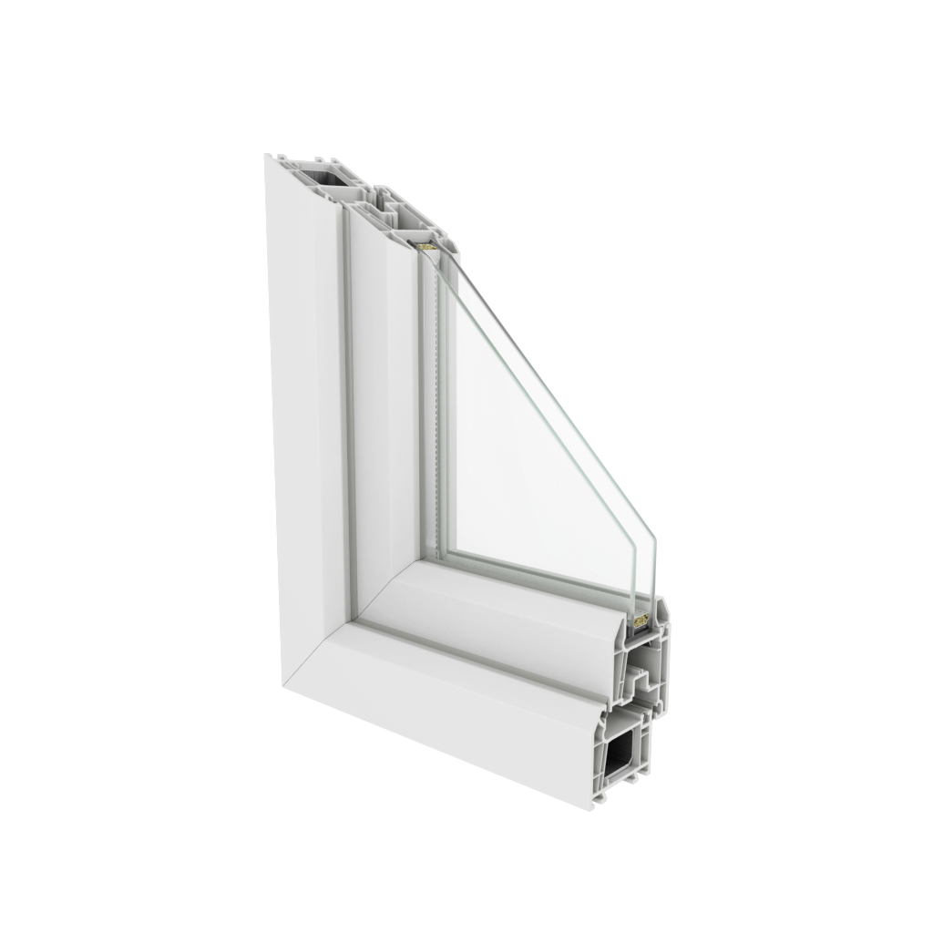 Sección de esquina del perfil Perfect Exellent de 60 mm con tres o cuatro cámaras