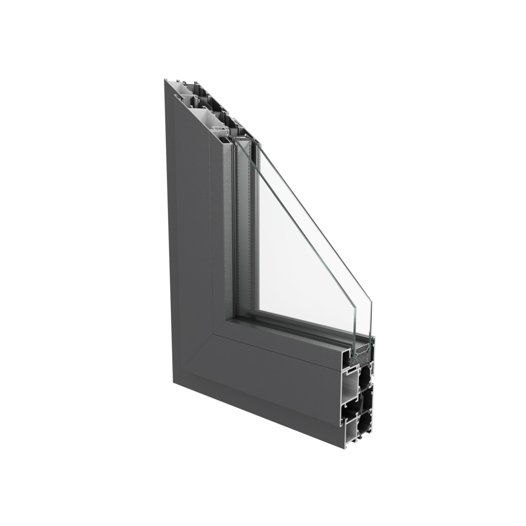 Sección de esquina del perfil de aluminio TH 68 A7
